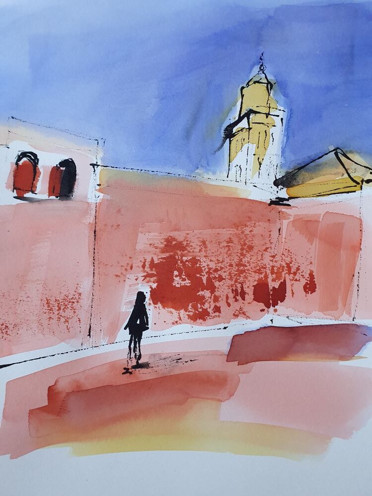 Koutoubia, Marrakech Encre 2024, 30 x 40 cm
