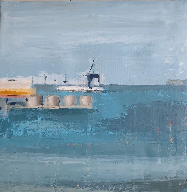 Port de Sète, 2025. Acrylique sur toile, 50 x 50 cm