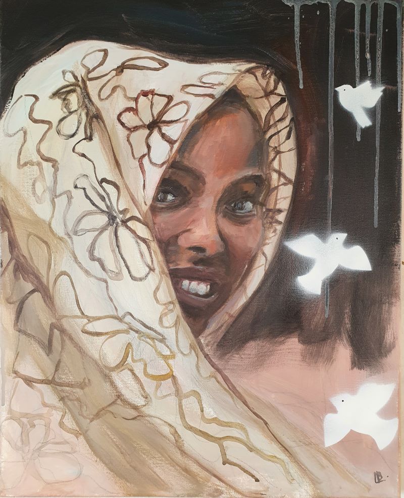 Acrylique et pochoir sur toile, 40 x 50 cm, 2025