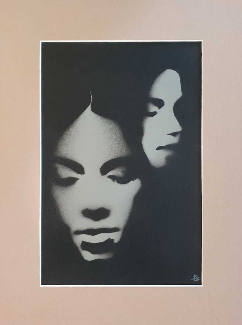 Pochoir sur papier gris,, 30 x 40 cm, 2025