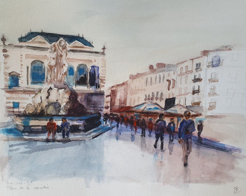 Opéra Comédie de Montpellier, 2025. Aquarelle A4
