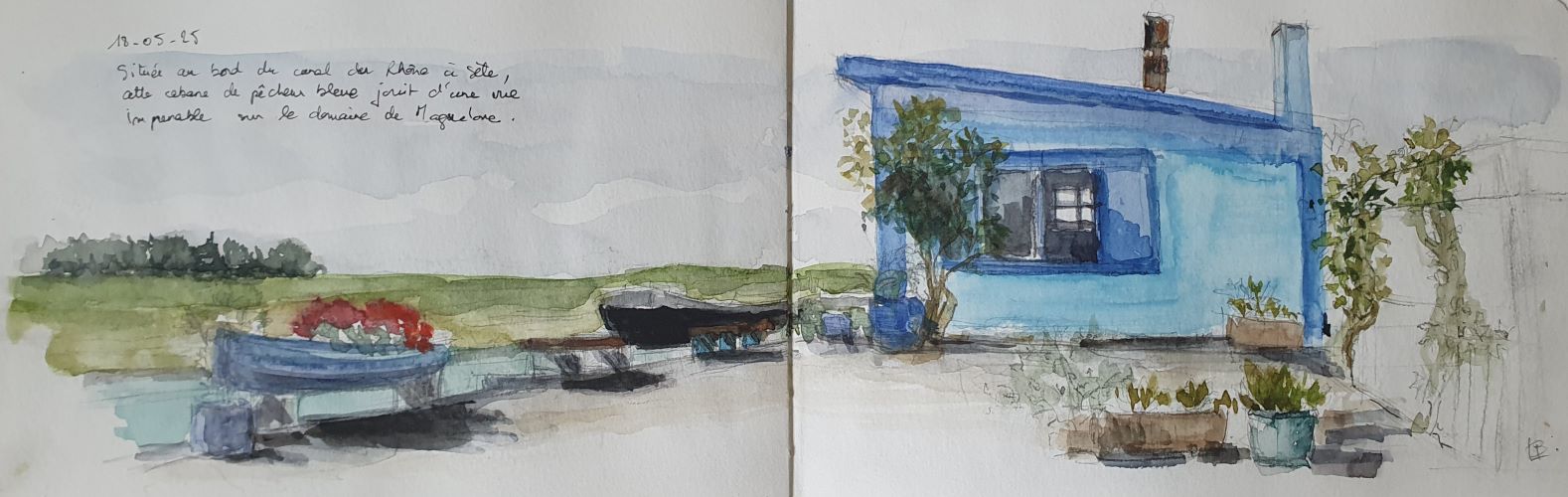 Cabane de pêcheur à Maguelone. Carnet de voyage, 2025