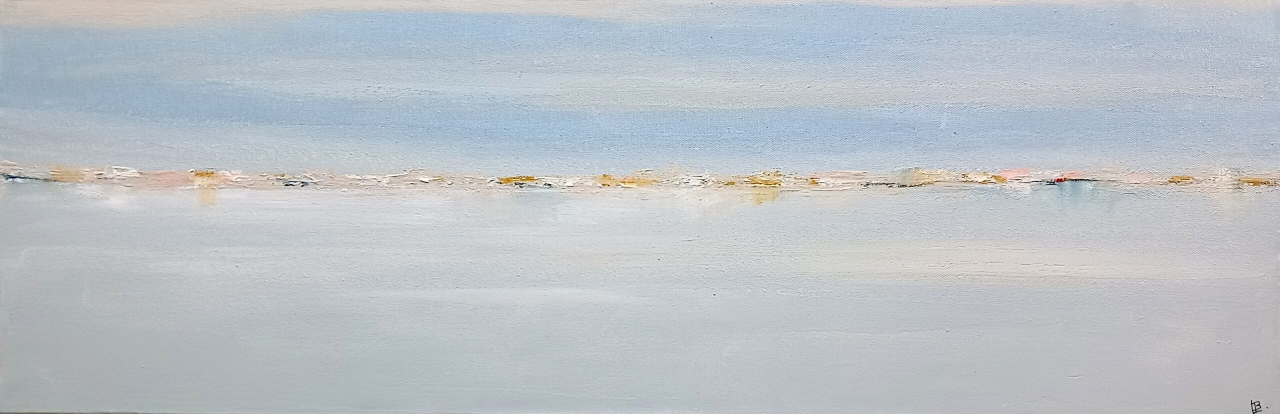Reflets dorés, 2026. Acrylique sur toile, 30 x 90 cm