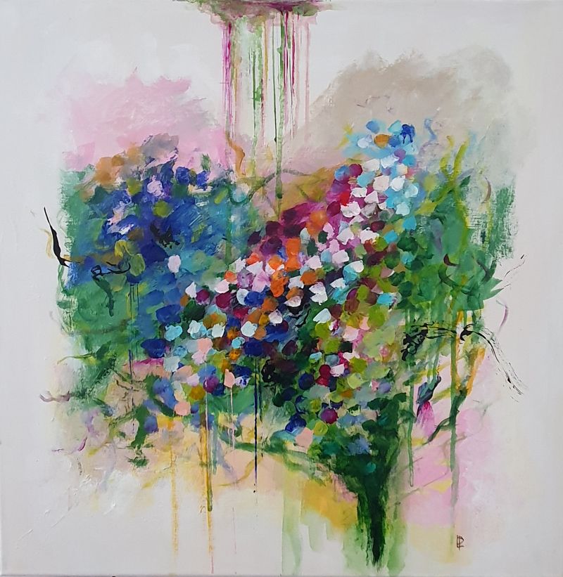 A ceux qu'on aime, avril 2026. Acrylique sur toile, 60 x 60 cm
