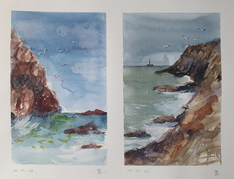 Côte rocheuse, mai 2026. Aquarelle format A4