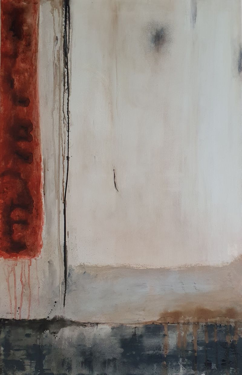 Exil, juin 2026. Acrylique sur toile, 60 x 92 cm, 30 M